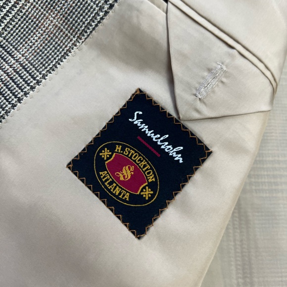 Samuelsohn Tan, Black & Gold Plaid Sport Coat 48L - Picture 5 of 5